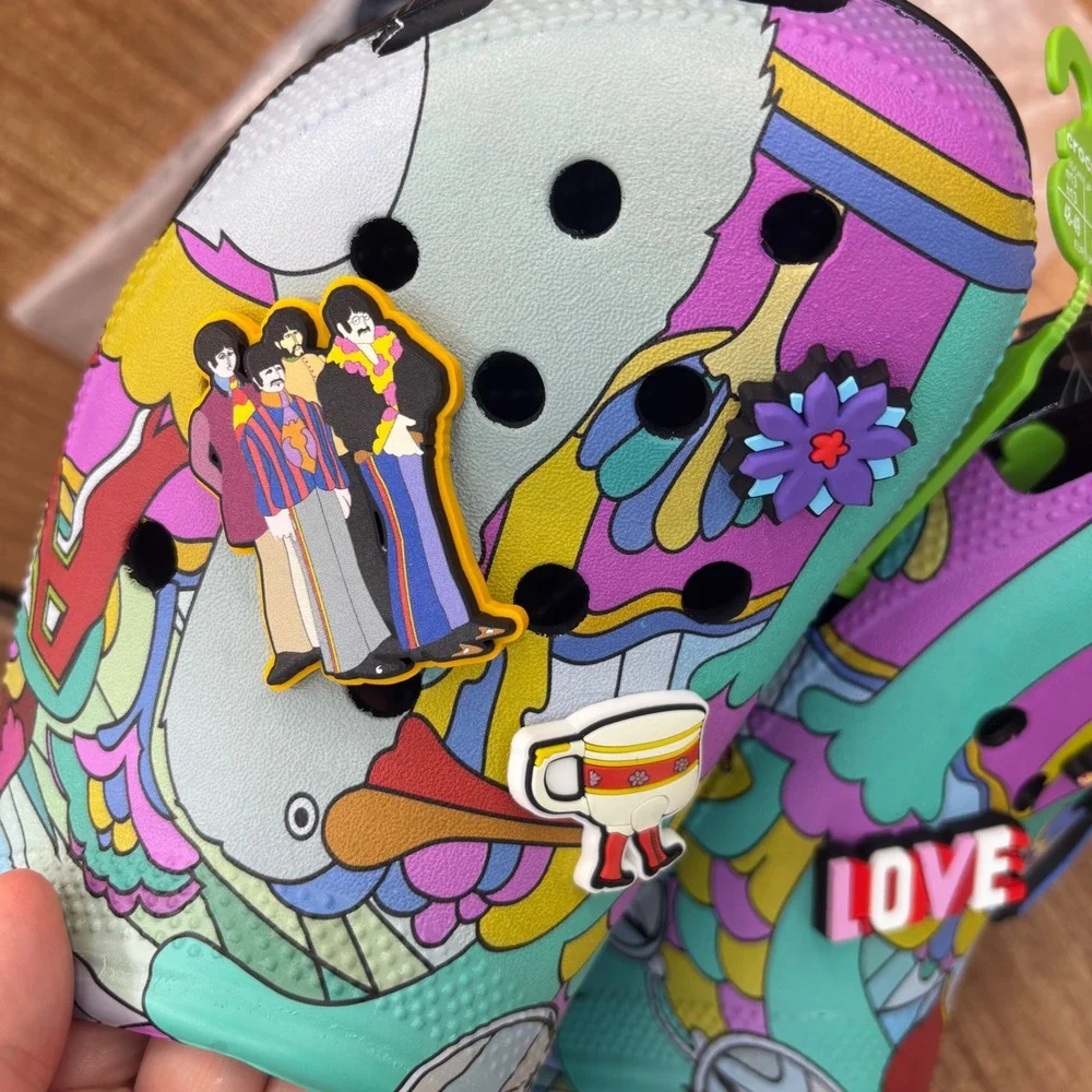 Crocs X The Beatles Love Classic Clog Mens 13 Multi Limited Edition Sandals NEW